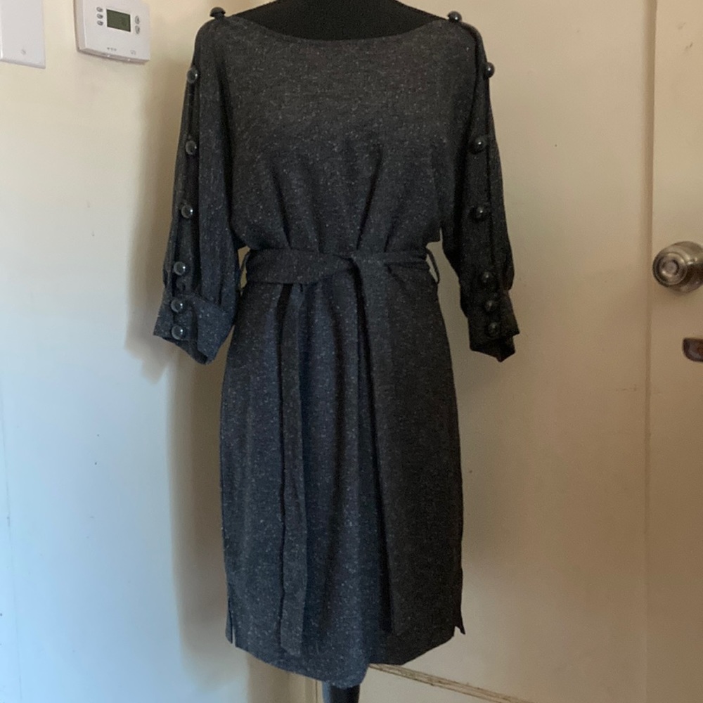 Size Small knee mid length long sleeve dress with button sleeve detail